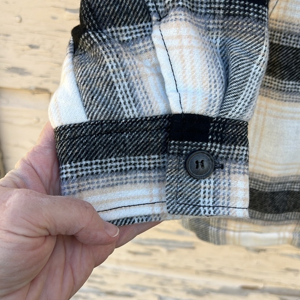 Love Tree Fleece Lined Plaid Oversized Western Chore Jacket Shacket Coat Med H - Picture 7 of 9